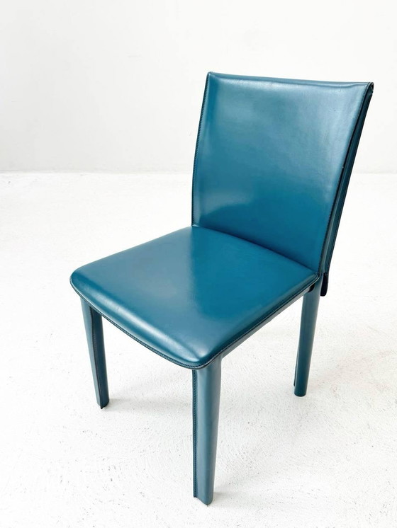 Image 1 of Set van 6 Italiaanse leren stoelen van Arper, jaren 1980