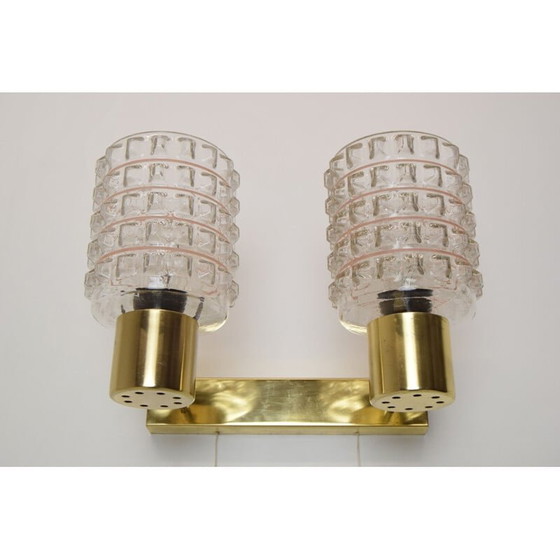 Image 1 of Vintage wandlamp van glas en messing door Kamenicky Senov, Tsjechië 1960