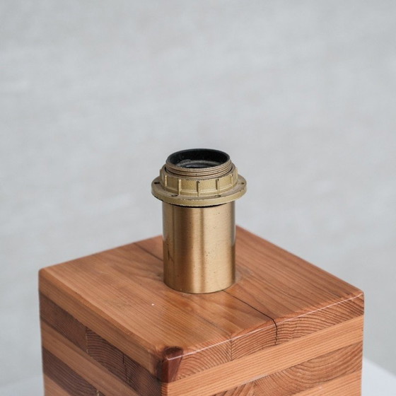 Image 1 of Vintage vierkante grenen tafellamp, Italië