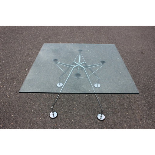 Vintage glazen tafel model Nomos van Norman Foster voor Tecno, Italië 1970