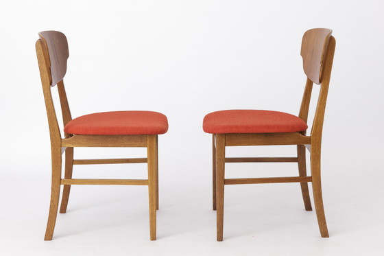 Image 1 of 2 van 6 vintage eetkamerstoelen 1960S - teak en eiken, Deens ontwerp