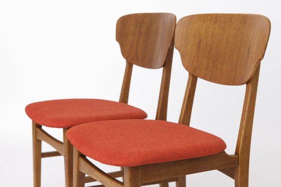 Image 1 of 2 van 6 vintage eetkamerstoelen 1960S - teak en eiken, Deens ontwerp