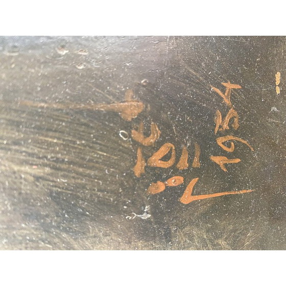 Image 1 of Vintage olieverf op isorel "Portret van zijne Majesteit Boudewijn I" door Pierre Piget, 1954