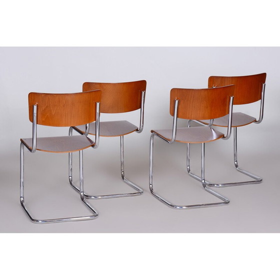 Image 1 of Set van 4 vintage beukenhouten stoelen, Duitsland 1930