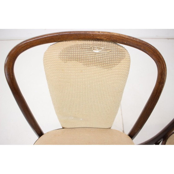 Image 1 of Paar vintage Ton stoelen van hout en stof, Tsjecho-Slowakije 1980