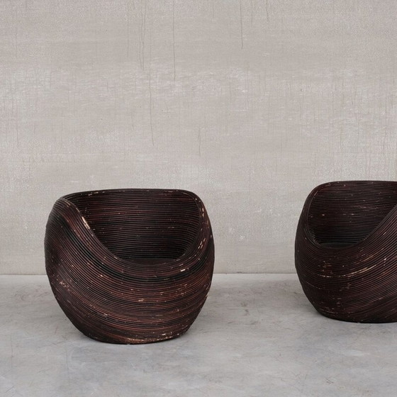 Image 1 of Paar Mid Century rotan fauteuils van Gabriella Crespi, Italië 1960