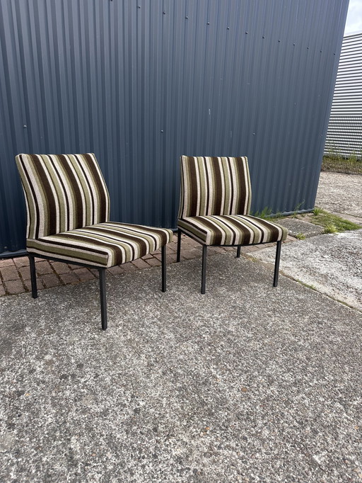 2 x Vintage stoel fauteuil gestreept