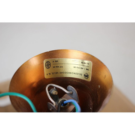 Image 1 of Vintage kroonluchter van messing en kristal uit Zeleznobrodské Sklo, Tsjecho-Slowakije 1950