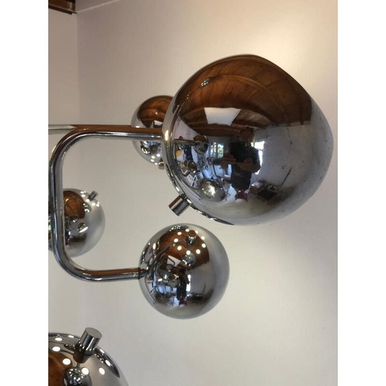 Image 1 of Vintage verchroomde metalen kroonluchter, 1960