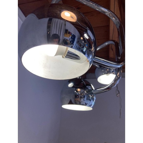 Image 1 of Vintage verchroomde metalen kroonluchter, 1960