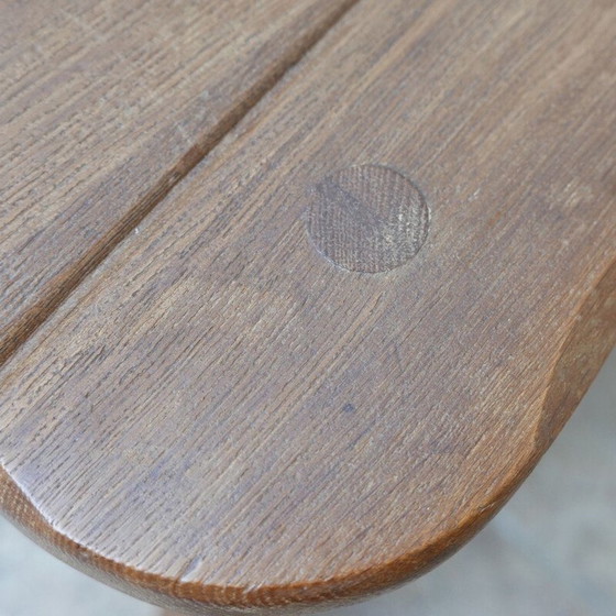 Image 1 of Set van 12 Brutalistische eikenhouten eetkamerstoelen uit de Mid Century van De Puydt, België 1970