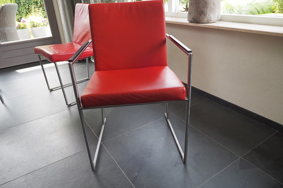 Image 1 of 6x Harvink leren eetkamerstoelen