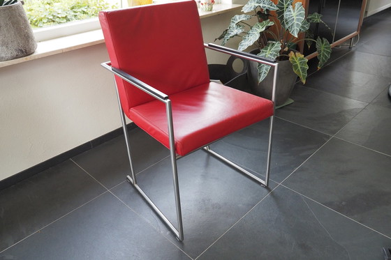 Image 1 of 6x Harvink leren eetkamerstoelen