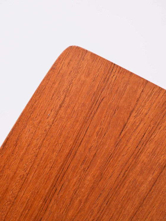 Image 1 of 1960S Retro Teakhouten Nachtkastje Met Metalen Handvat En Tijdschriftenrek - Vintage Scandinavisch Ontwerp