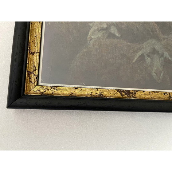 Image 1 of Vintage ingelijste prent van de aankondiging van engel Gabriël aan de herders