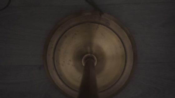 Image 1 of Vintage Messing Vloerlamp Met Metalen Emaille Kappen