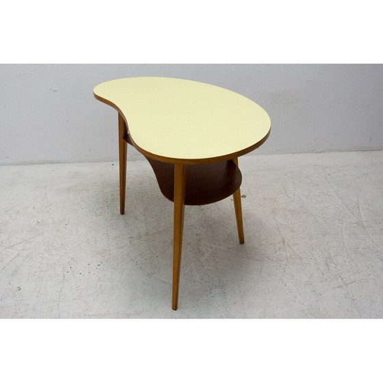 Image 1 of Mid century bijzettafel van beukenhout met formica, jaren 1960