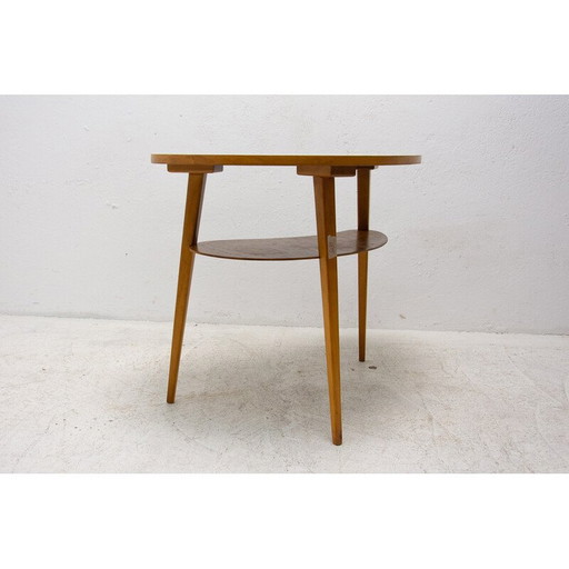 Mid century bijzettafel van beukenhout met formica, jaren 1960