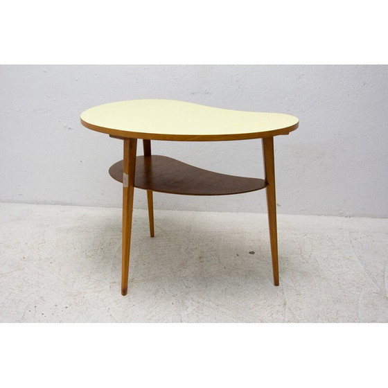 Image 1 of Mid century bijzettafel van beukenhout met formica, jaren 1960