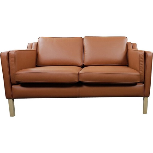 Vintage 2-zitsbank model 2212 in cognac leer van Borge Mogensen
