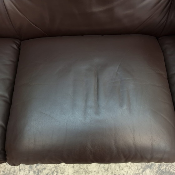 Image 1 of Cassina Maralunga designer sofa lederen bank driezits bruin Magistretti bank