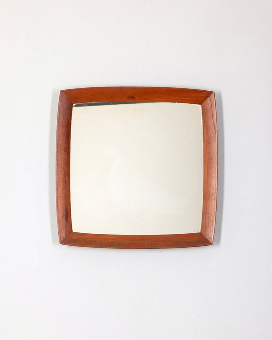 Image 1 of Vintage Deense vierkante spiegel in teak, 1960