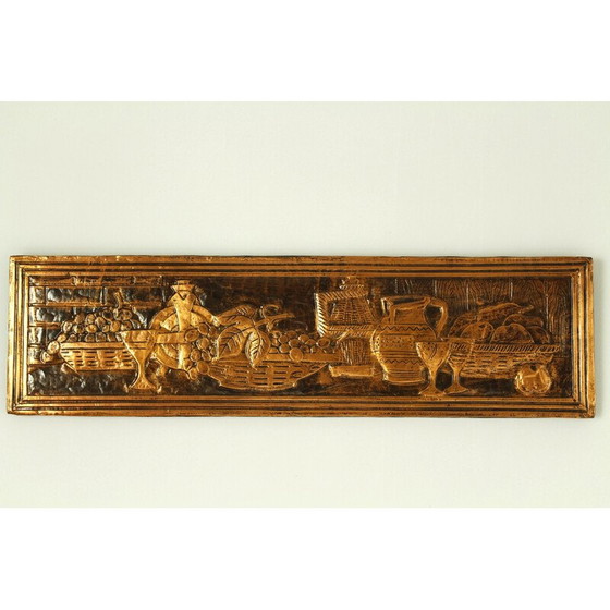 Image 1 of Vintage koperen schilderij voorstellende een stilleven, 1960