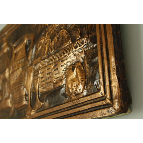 Image 1 of Vintage koperen schilderij voorstellende een stilleven, 1960