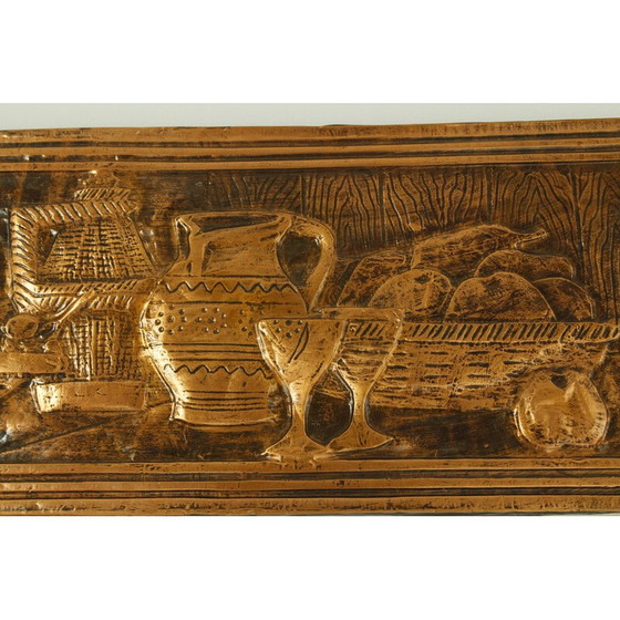 Image 1 of Vintage koperen schilderij voorstellende een stilleven, 1960