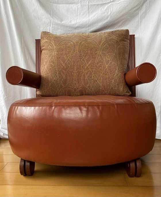 Image 1 of B&B Italia Leren fauteuil Baisity van Antonio Citterio