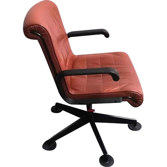 Image 1 of Vintage leren bureaustoel met armen van Sapper voor Knoll