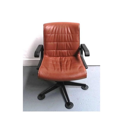 Vintage leren bureaustoel met armen van Sapper voor Knoll