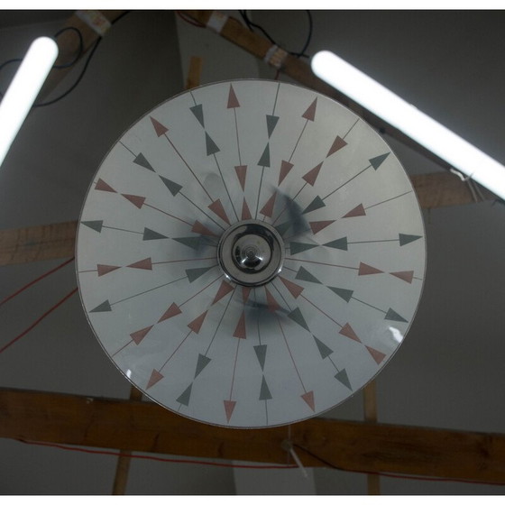 Image 1 of Vintage hanglamp van glas en gepolijst metaal voor Napako, 1960