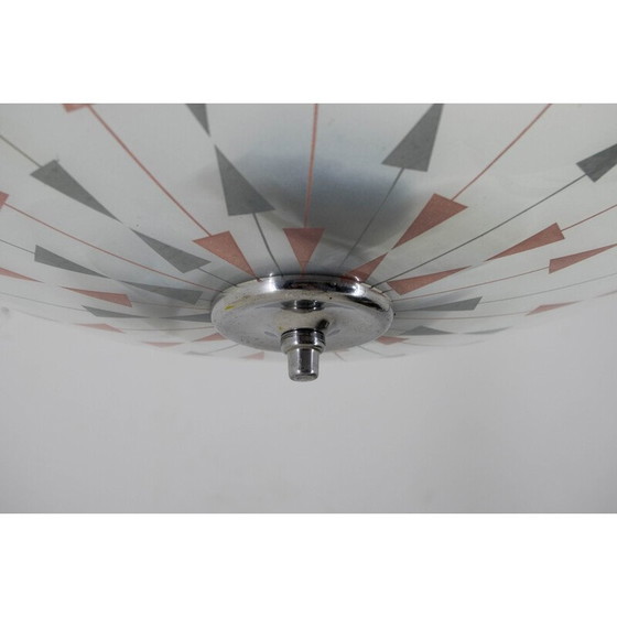 Image 1 of Vintage hanglamp van glas en gepolijst metaal voor Napako, 1960