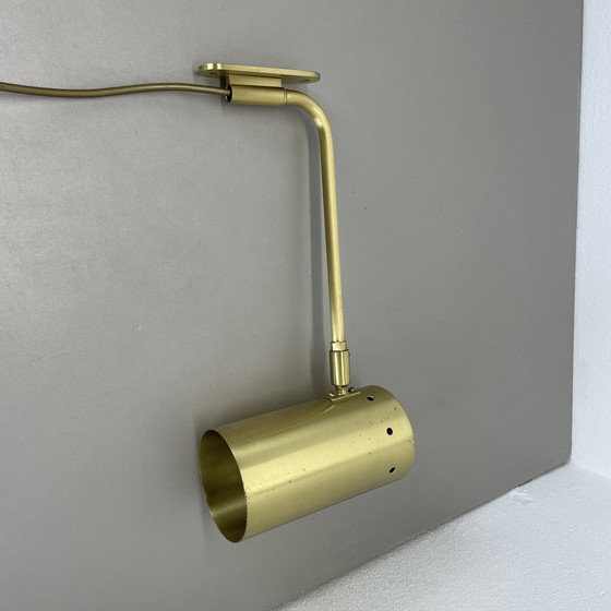 Image 1 of Zeldzame verstelbare massief messing Stilnovo stijl theater spot wandlamp, Italië 1970S