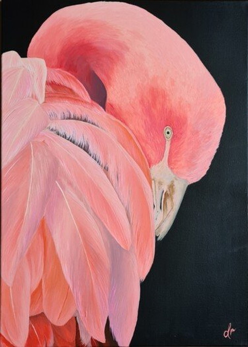 Acrylverf Schilderij Flamingo 50x70 cm