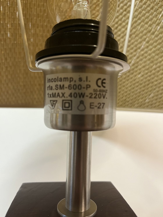 Image 1 of Vintage Post Modern Wave Lamp Met Houten Voet