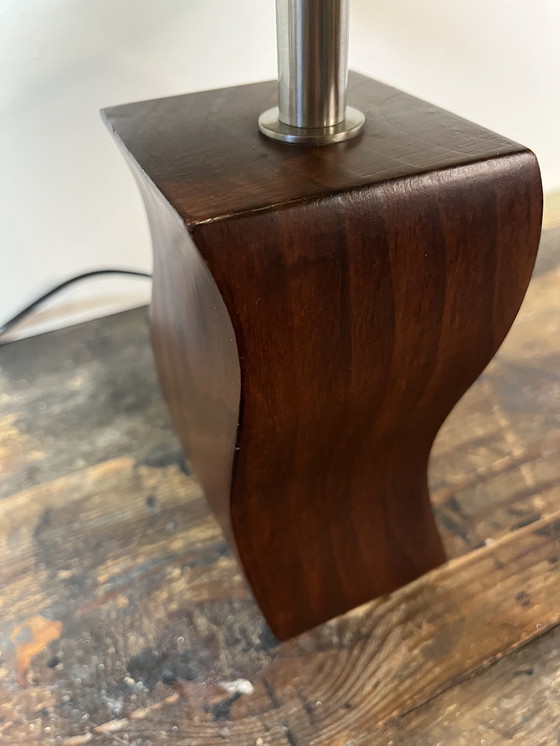 Image 1 of Vintage Post Modern Wave Lamp Met Houten Voet
