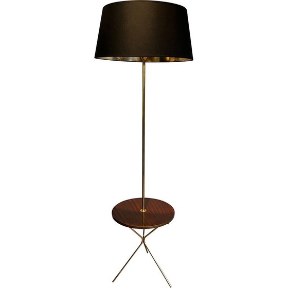 Image 1 of Vintage messing en mahonie vloerlamp, 1940