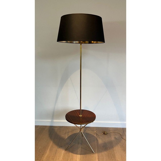 Image 1 of Vintage messing en mahonie vloerlamp, 1940