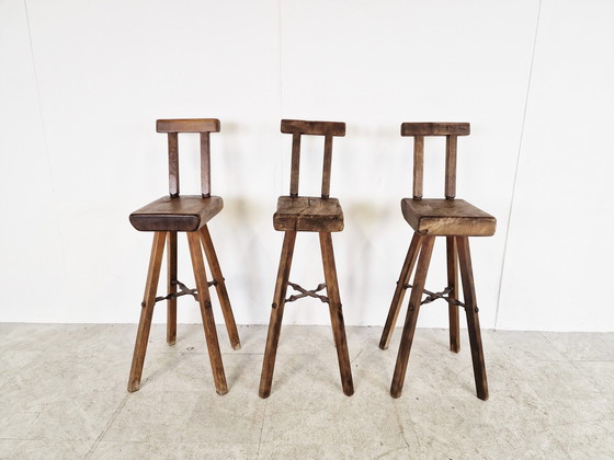 Image 1 of 3x Vintage brutalistische barkrukken