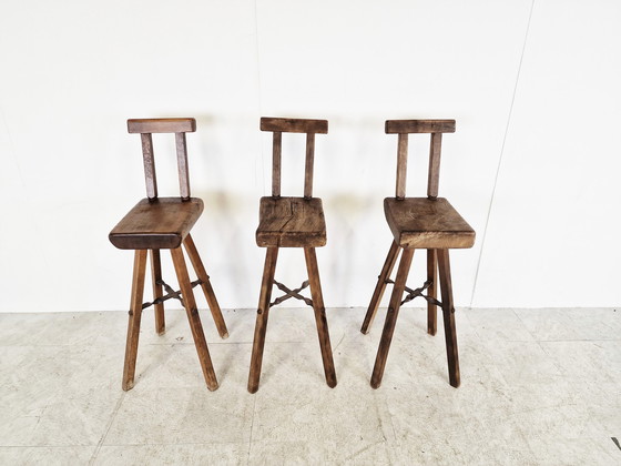 Image 1 of 3x Vintage brutalistische barkrukken