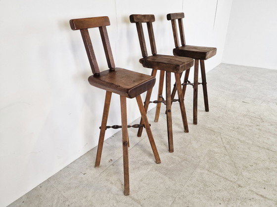 Image 1 of 3x Vintage brutalistische barkrukken