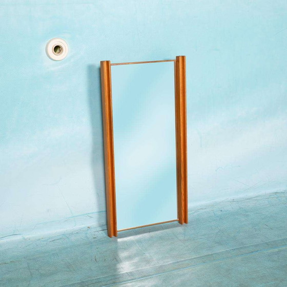 Image 1 of Japandi 70s spiegel vurenhout, minimalist Swedish mirror