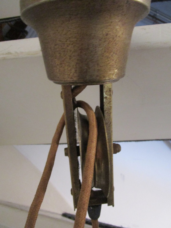 Image 1 of Mooie Grote Verstelbare Antieke Jaren 40 Hanglamp