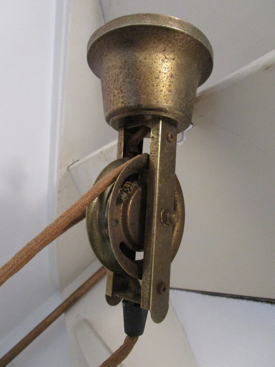 Image 1 of Mooie Grote Verstelbare Antieke Jaren 40 Hanglamp