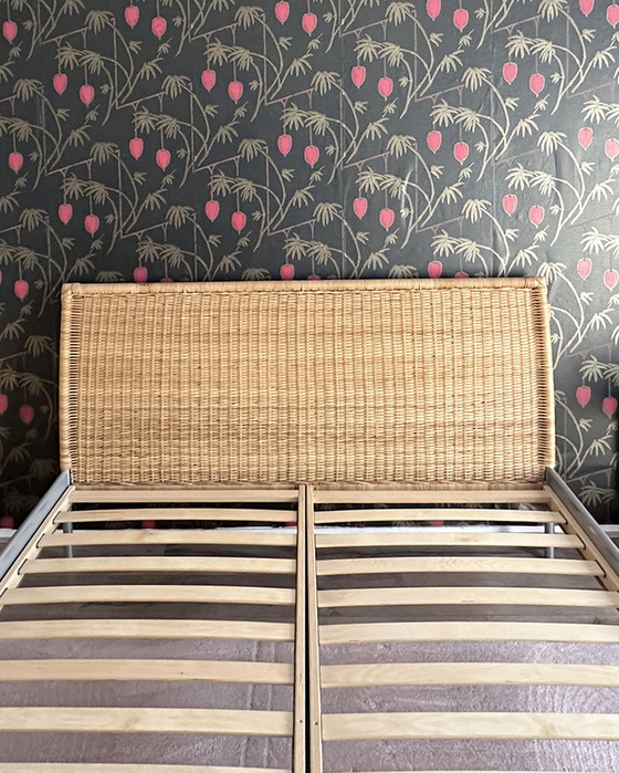 Image 1 of Vintage rotan 2001 Dokka IKEA bed met lattenbodems