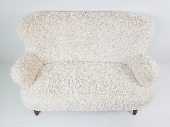 Image 1 of Vintage Artifort Theo Ruth Tweepersoons Bank | Bankje Doodle Nieuw Gestoffeerd 