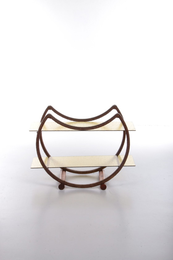 Image 1 of Zeldzame Deense sidetable met orgineel glas, 1960s