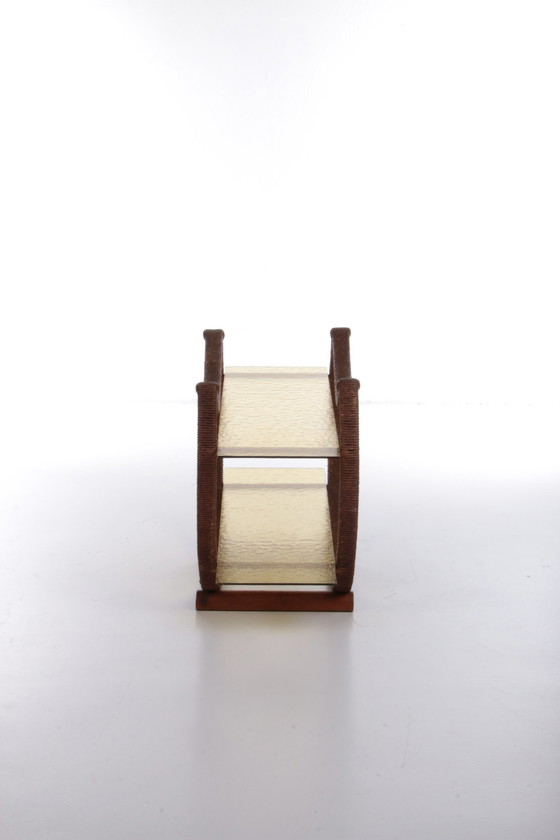 Image 1 of Zeldzame Deense sidetable met orgineel glas, 1960s